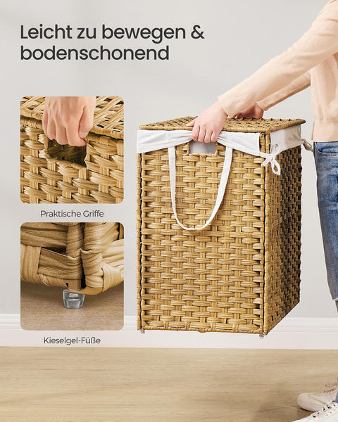 Rootz Laundry Basket - Washing Bin - Hamper - Durable Storage - 86cm x 40cm x 61cm