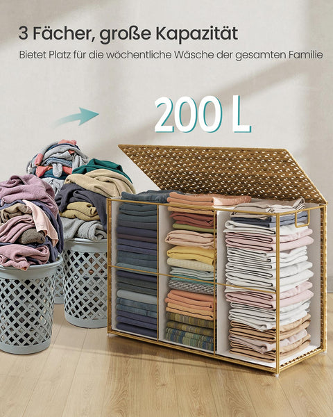 Rootz Laundry Basket - Washing Bin - Hamper - Durable Storage - 86cm x 40cm x 61cm