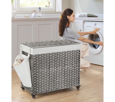 Rootz Large Laundry Basket - Clothes Hamper - Washing Bin - Durable & Spacious - 70cm x 36cm x 66cm