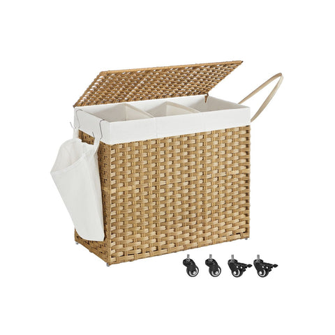 Rootz Washing Basket - Laundry Bin - Clothes Hamper - Space-Saving - 70cm x 36cm x 66cm