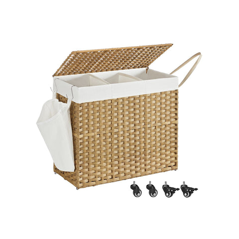 Rootz Laundry Basket with Lid - Wäschekorb - Clothes Hamper - Removable Inner Bag - 70 x 36 x 66cm