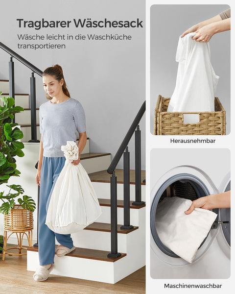 Rootz Washing Basket - Laundry Bin - Clothes Hamper - Space-Saving - 70cm x 36cm x 66cm