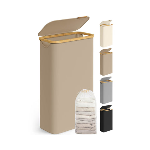 Rootz Laundry Basket - Hamper - Clothes Organizer - Durable 600D Oxford Tissue - 42x22.5x70.5cm - Brown