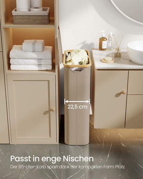 Rootz Laundry Basket - Hamper - Clothes Organizer - Durable 600D Oxford Tissue - 42x22.5x70.5cm - Brown