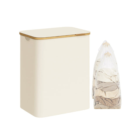 Rootz Laundry Basket - Hamper - Dual Compartment Organizer - White Lid - 60cm x 40cm x 50cm