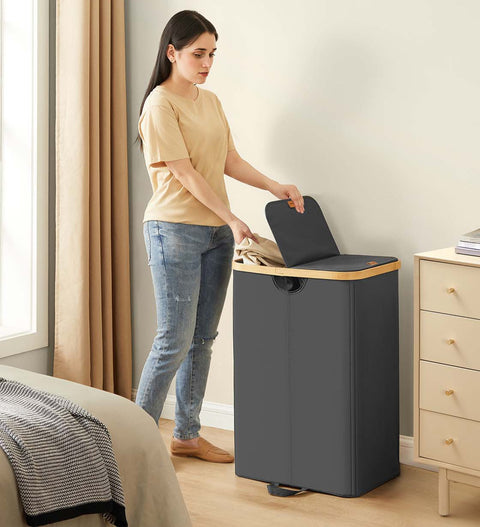 Rootz Washing Basket - Laundry Hamper - Clothes Organizer - Durable Oxford Fabric - 52cm x 38.5cm x 75cm