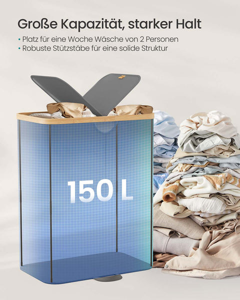 Rootz Laundry Basket - Washing Hamper - Oxford Fabric Organizer - Durable & Spacious - 52cm x 38.5cm x 75cm