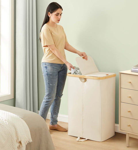 Rootz Laundry Basket - Wash Bin - Clothes Organizer - Durable Oxford Fabric - 52cm x 38cm x 75cm