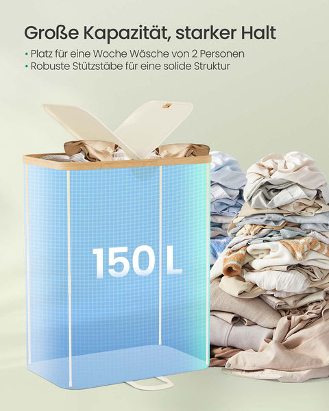 Rootz Laundry Basket - Wash Bin - Clothes Organizer - Durable Oxford Fabric - 52cm x 38cm x 75cm