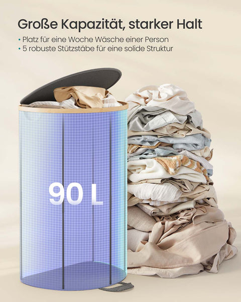 Rootz Folding Laundry Basket - Collapsible Hamper - Clothes Organizer - Lightweight Design - 42.5cm x 32.5cm x 75cm