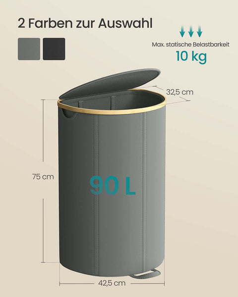 Rootz Folding Laundry Basket - Collapsible Hamper - Clothes Organizer - Lightweight Design - 42.5cm x 32.5cm x 75cm