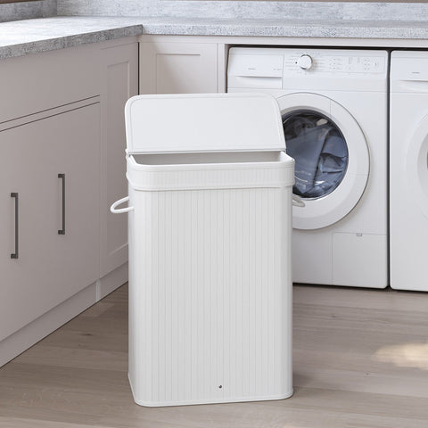 Rootz Bamboo Laundry Basket - Clothes Hamper - Storage Bin - Durable & Lightweight - White - 31.5cm x 42.5cm x 61cm