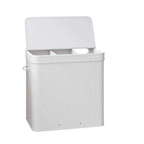 Rootz Laundry Basket with Lid - Laundry Collector Bamboo - Laundry Bag with Handles - Machine Washable - 41.5 x 62.5 x 61 cm