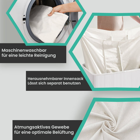 Rootz Laundry Basket - Clothes Organizer - Laundry Collector - Bamboo Stability - 60 x 40 x 61.5 cm