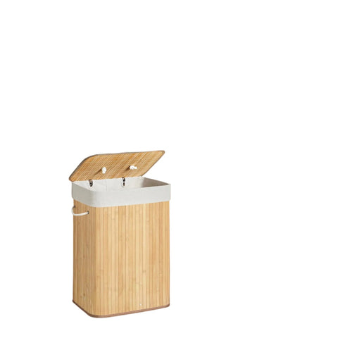 Rootz Laundry Basket with Lid - Laundry Collector - Clothes Hamper - Bamboo Design, 72L - 40cm x 60cm x 30cm