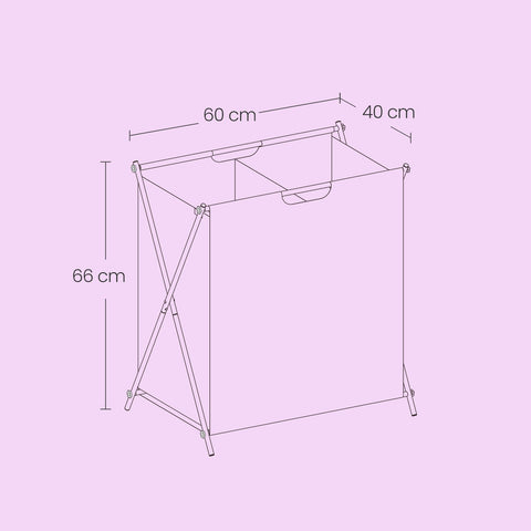 Rootz Grey Washing Basket - Laundry Hamper - Clothes Bin - Durable Oxford Fabric - 60cm x 40cm x 66cm