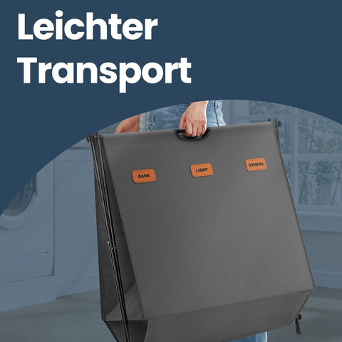 Rootz Grey Laundry Basket - Clothes Hamper - Washing Container - Durable 600D Oxford Fabric - 70cm x 40cm x 66cm