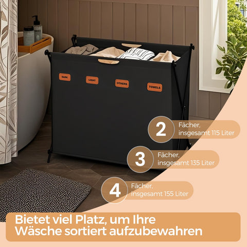 Rootz Laundry Basket - Laundry Collector - Laundry Box - 155L Capacity - Durable 600D Oxford Fabric - 79.9cm x 40cm x 66cm
