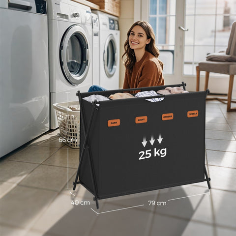 Rootz Laundry Basket - Laundry Collector - Laundry Box - 155L Capacity - Durable 600D Oxford Fabric - 79.9cm x 40cm x 66cm