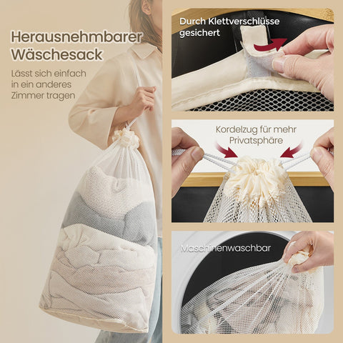 Rootz Laundry Basket - Clothes Collector with Lid - Storage Bin - 65L Capacity - Dimensions: 42cm x 22.5cm x 70.5cm - Ink Black