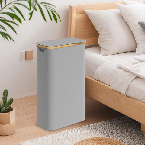 Rootz Laundry Basket with Lid - Clothes Collector - 65L Storage - Durable Oxford Fabric - 42x22.5x70.5cm