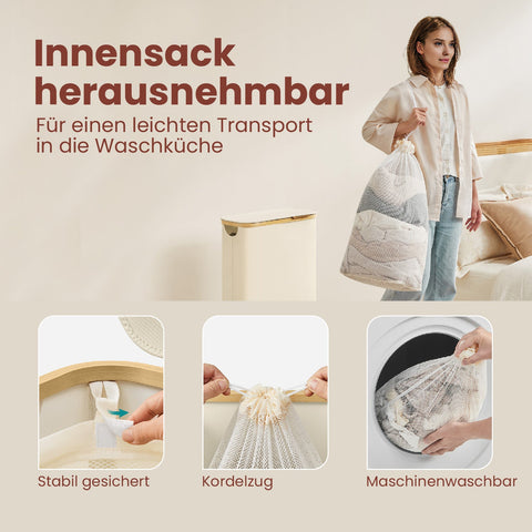 Rootz Laundry Basket - Clothes Collector - Hamper with Lid - 65L Capacity - 600D Oxford Tissue - 42cm x 22.5cm x 70.5cm