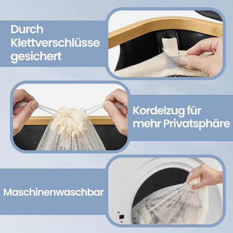 Rootz Black Washing Basket - Laundry Hamper - Storage Bin - Durable 600D Oxford Fabric - 42cm x 32cm x 70.5cm