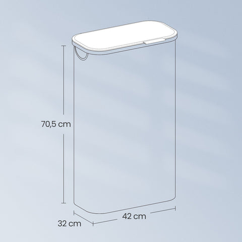 Rootz Black Washing Basket - Laundry Hamper - Storage Bin - Durable 600D Oxford Fabric - 42cm x 32cm x 70.5cm