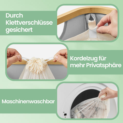 Rootz Grey Washing Basket - Laundry Hamper - Storage Bin - Durable Oxford Fabric - 42cm x 32cm x 70.5cm