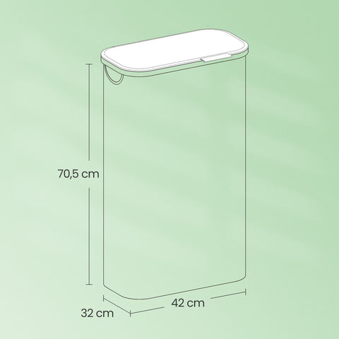 Rootz Grey Washing Basket - Laundry Hamper - Storage Bin - Durable Oxford Fabric - 42cm x 32cm x 70.5cm