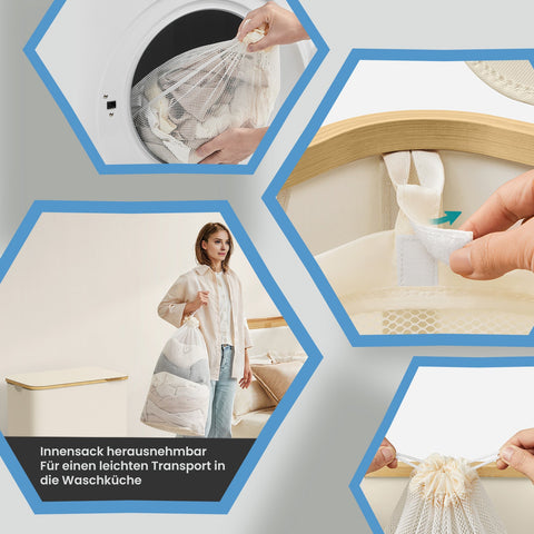 Rootz 3 Compartment Laundry Basket - Laundry Collector - Washing Hamper - 150L Capacity - 60cm x 38.5cm x 70.5cm