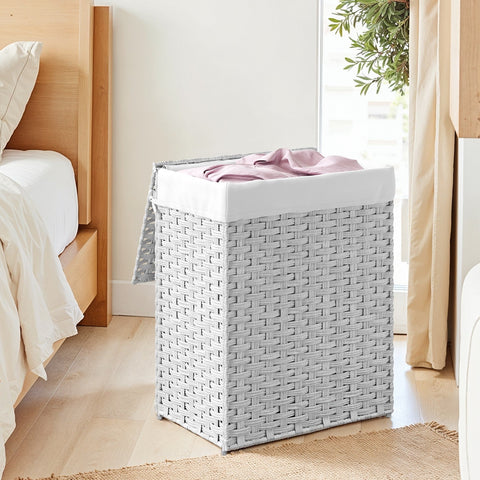 Rootz Laundry Basket - Clothes Hamper - Hand-Woven Storage Bin - Durable Synthetic Rattan - 46 x 33 x 60 cm