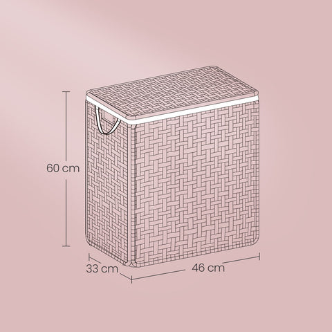 Rootz Laundry Basket - Clothes Hamper - Hand-Woven Storage Bin - Durable Synthetic Rattan - 46 x 33 x 60 cm