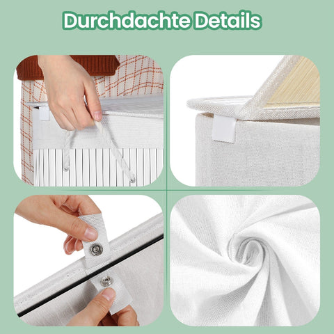 Rootz XXL Laundry Basket - Bamboo Storage - 100L Clothes Bin - Removable Cotton Sack - 52cm x 63cm x 32cm