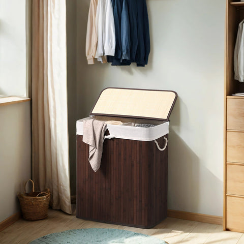 Rootz Laundry Basket - Washing Collector - Clothes Hamper - Bamboo Benefits - 51.5cm x 31.5cm x 60.5cm