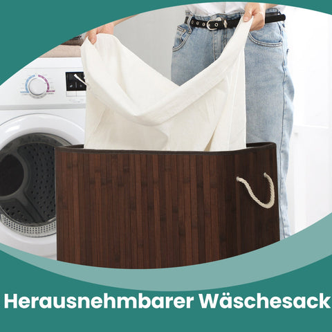 Rootz Laundry Basket - Washing Collector - Clothes Hamper - Bamboo Benefits - 51.5cm x 31.5cm x 60.5cm