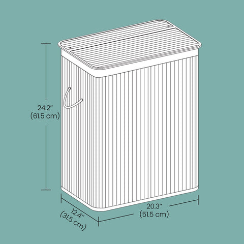 Rootz Laundry Basket - Washing Collector - Clothes Hamper - Bamboo Benefits - 51.5cm x 31.5cm x 60.5cm
