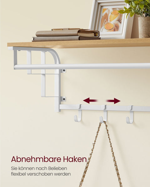 Rootz Wall Wardrobe - 5 Hook Organizer - Coat Rack - Space-Saver - 30x66x27cm - Brown & White Finish