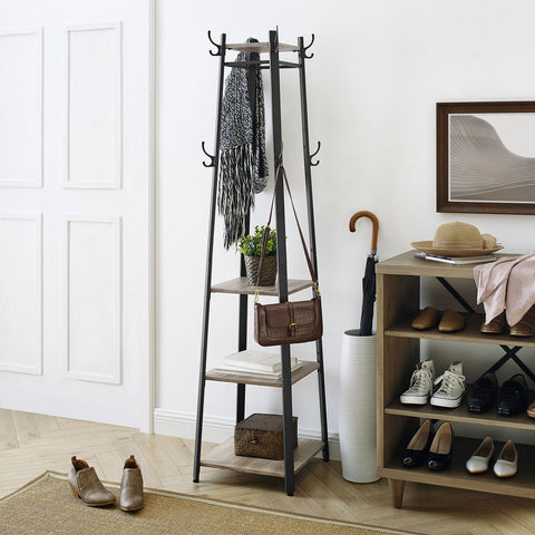 Rootz Coat Stand Brown Black - Hat Rack - Entryway Organizer - Space Saving - 43cm x 43cm x 180cm