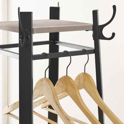 Rootz Coat Stand Brown Black - Hat Rack - Entryway Organizer - Space Saving - 43cm x 43cm x 180cm