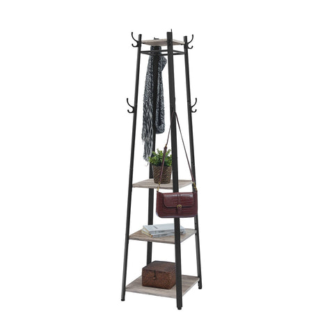 Rootz Coat Stand Brown Black - Hat Rack - Entryway Organizer - Space Saving - 43cm x 43cm x 180cm