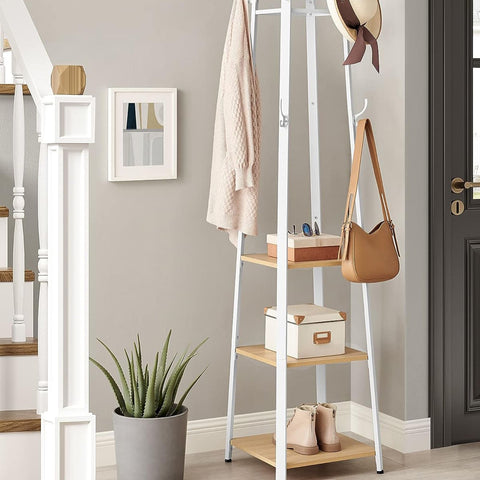Rootz Coat Stand - Coat Rack - Garment Stand - 8 Double Hooks - Space-Saving - 43cm x 43cm x 180cm