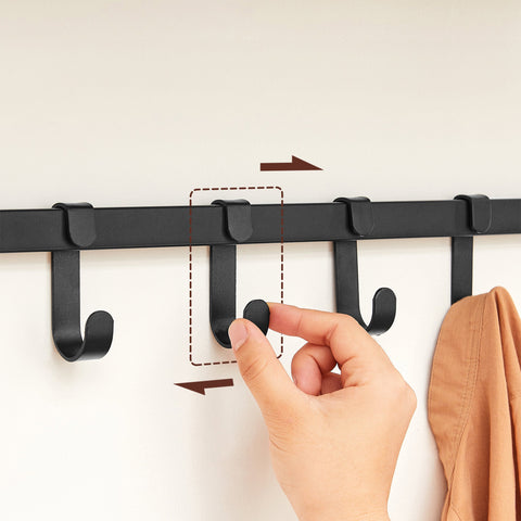 Rootz Wall Coat Rack - Entryway Organizer - Hallway Hanger - 5 Removable Hooks - Space Saver - Brown- Black - 80cm x 30cm x 27cm