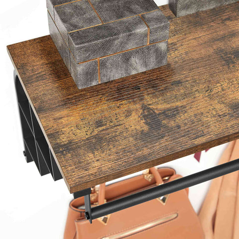 Rootz Wall Coat Rack - Entryway Organizer - Hallway Hanger - 5 Removable Hooks - Space Saver - Brown- Black - 80cm x 30cm x 27cm