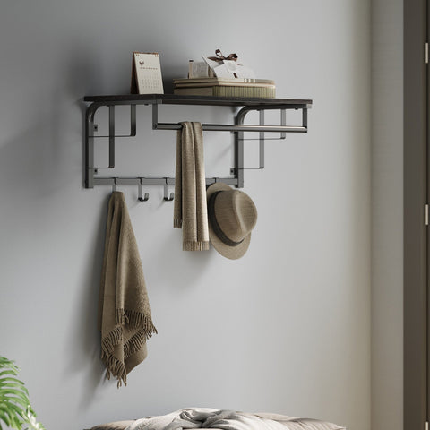 Rootz Wall Wardrobe with Shelf - Wall-Mounted Hanging Shelf - Wooden Chipboard - 30cm x 66cm x 27cm