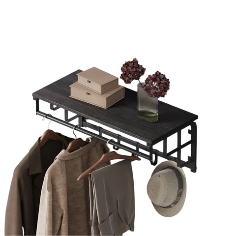 Rootz Wall Wardrobe with Shelf - Wall-Mounted Hanging Shelf - Wooden Chipboard - 30cm x 66cm x 27cm