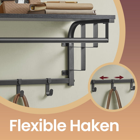 Rootz Wall Wardrobe with Shelf - Wall-Mounted Hanging Shelf - Wooden Chipboard - 30cm x 66cm x 27cm