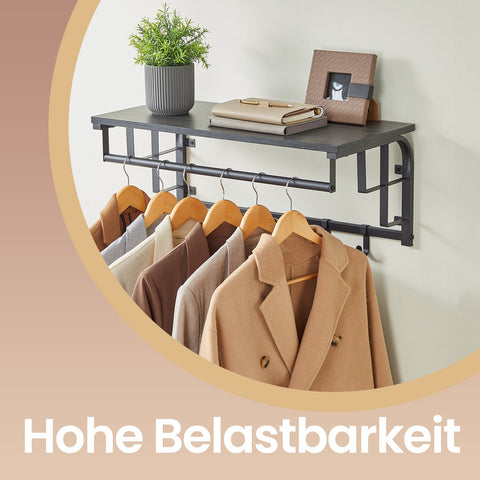 Rootz Wall Wardrobe with Shelf - Wall-Mounted Hanging Shelf - Wooden Chipboard - 30cm x 66cm x 27cm