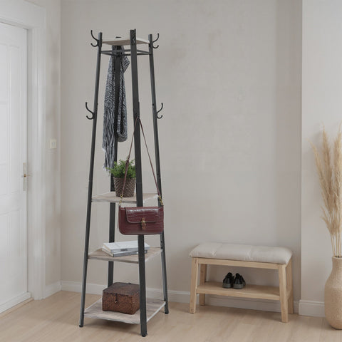 Rootz Cloakroom Stand - Clothes Rack - 4-Shelf Wardrobe - Durable Indoor Storage - 43 x 43 x 180 cm