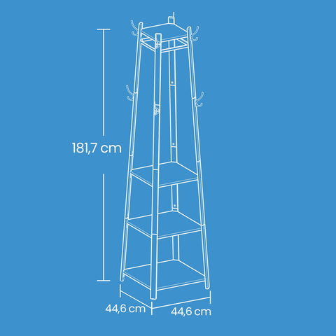 Rootz Cloakroom Stand - Clothes Rack - 4-Shelf Wardrobe - Durable Indoor Storage - 43 x 43 x 180 cm